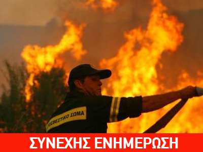 Σε εξέλιξη πυρκαγιά στο Μαρκόπουλο Ωρωπού